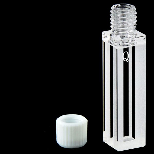 C054TR 5mm Threaded Fluorescence Micro Cuvette 875ul Four Way Light Screw Cap 1pc ea