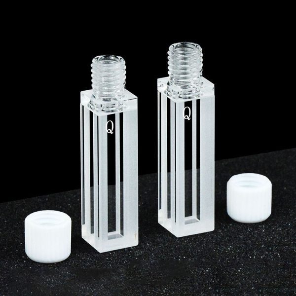 C054TR1 5mm Threaded Fluorescence Micro Cuvette 875ul Four Way Light Screw Cap Pack of Two