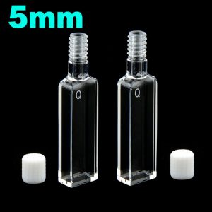 Quartz 5mm Threaded  Cuvette, 1.75ml, Molded 83, Four-Way Light, Screw Cap, Pack of Two, C054TS1
