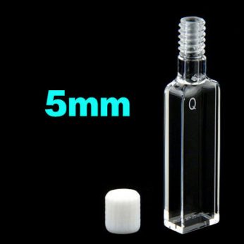Quartz 5mm Flat-Bottom Fluorescence
 Cuvette With Screw Cap, 1.75ml, Standard 80, Four-Way Light, Screw Cap, 1pc/ea, C054TS5