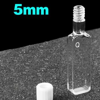 Quartz 5mm Round-Bottom Fluorescence
 Cuvette With Screw Cap, 1.75ml, Standard 80, Four-Way Light, Screw Cap, 1pc/ea, C054TS7