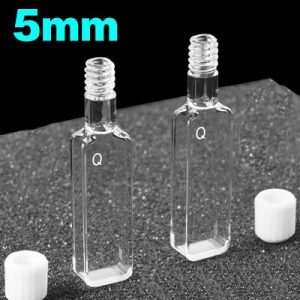 Quartz 5mm Round-Bottom Fluorescence Cuvette With Screw Cap, 1.75ml, Standard 80, Four-Way Light, Screw Cap, Pack of Two, C054TS8