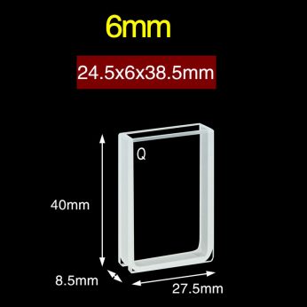 Quartz 6mm Quartz Two-Way Cuvette, 4.5ml, Sintered 83, Two-way Light, PTFE Cap, 1pc/ea, C062CR