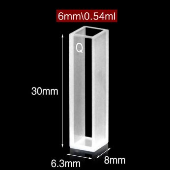 Quartz 6mm Standard  Cuvette, 0.54ml, Standard 80, Two-way Light, PTFE Cap, 1pc/ea, C062CS