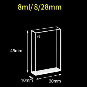 Glass 8/28mm Custom Glass Cuvette, 8ml, Custom Version, Two-way Light, Open-Top, 1pc/ea, C082CC