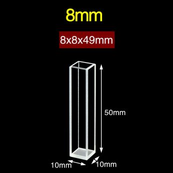 Quartz 8mm Quartz Fluorescence Cuvette, 2.5ml, Sintered 83, Four-Way Light, PTFE Cap, 1pc/ea, C084CR1