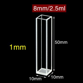 Quartz 8mm Fluorescence Cuvette, 2.5ml, Standard 80, Four-Way Light, PTFE Cap, 1pc/ea, C084CS1