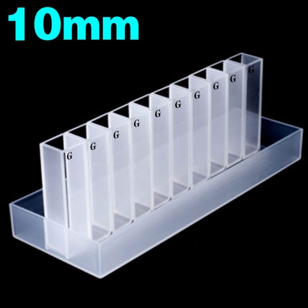 C102CA10 10mm Glass Cuvette 3.5ml Two way Light PTFE Cap pack of ten