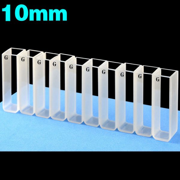 C102CA7 10mm Round Corner Glass Cuvette 3.5ml Two way Light PTFE Cap pack of ten