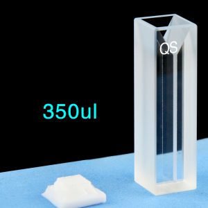 Quartz 10mm Micro Volume Cuvette, 0.35 ml, Molded 83, Two-Way Light, Stopper Cap, 1pc/ea, C102CE12