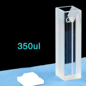 Quartz 10mm Micro Volume Cuvette, 0.35 ml, Molded 83, Two-Way Light, PTFE Cap, 1pc/ea, C102CE14
