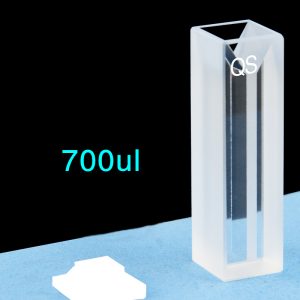 Quartz 10mm Micro Volume Cuvette, 0.7 ml, Molded 83, Two-Way Light, PTFE Cap, 1pc/ea, C102CE15