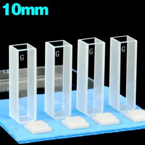 Glass 10mm Round-Corner Glass Cuvette, 3.5ml, Molded 83, Two-way Light, PTFE Cap, Pack of Four, C102CE31