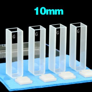 Glass 10mm Round-Corner Glass Cuvette, 3.5ml, Molded 83, Two-way Light, PTFE Cap, Pack of Four, C102CE34