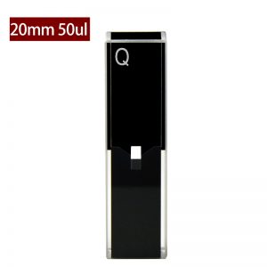 Quartz 10mm Ultra-Micro Cuvette, 50 µl, Standard 80, Two-Way Light, PTFE Cap, 1pc/ea, C102CE46