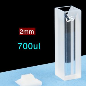 Quartz 10mm Micro Volume Cuvette, 0.7 ml, Molded 83, Two-Way Light, PTFE Cap, 1pc/ea, C102CE8