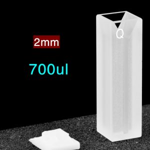 Quartz 10mm Micro Volume Cuvette, 0.7 ml, Sintered 83, Two-Way Light, PTFE Cap, 1pc/ea, C102CR10