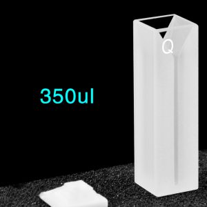 Quartz 10mm Micro Volume Cuvette, 0.35 ml, Sintered 83, Two-Way Light, Stopper Cap, 1pc/ea, C102CR12