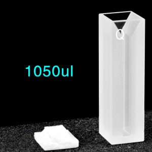 Quartz 10mm Micro Volume Cuvette, 1.05 ml, Sintered 83, Two-Way Light, PTFE Cap, 1pc/ea, C102CR16