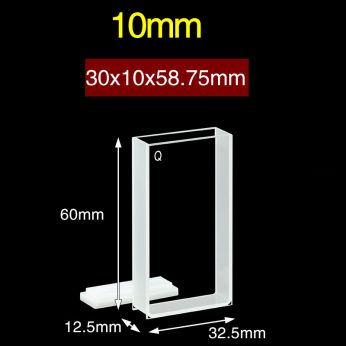 Quartz 10mm Quartz Two-Way Cuvette, 14ml, Sintered 83, Two-way Light, PTFE Cap, 1pc/ea, C102CR21