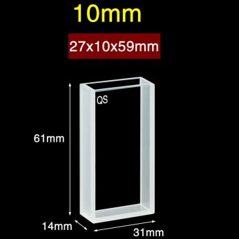 Quartz 10mm Quartz Two-Way Cuvette, 12.7ml, Sintered 83, Two-way Light, PTFE Cap, 1pc/ea, C102CR22