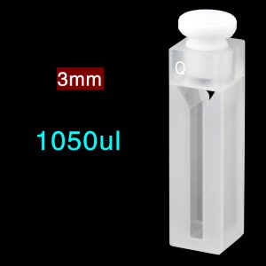 Quartz 10mm Micro Volume Cuvette, 1.05 ml, Sintered 83, Two-Way Light, Stopper Cap, 1pc/ea, C102CR25