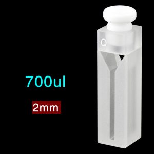 Quartz 10mm Micro Volume Cuvette, 0.7 ml, Sintered 83, Two-Way Light, Stopper Cap, 1pc/ea, C102CR26