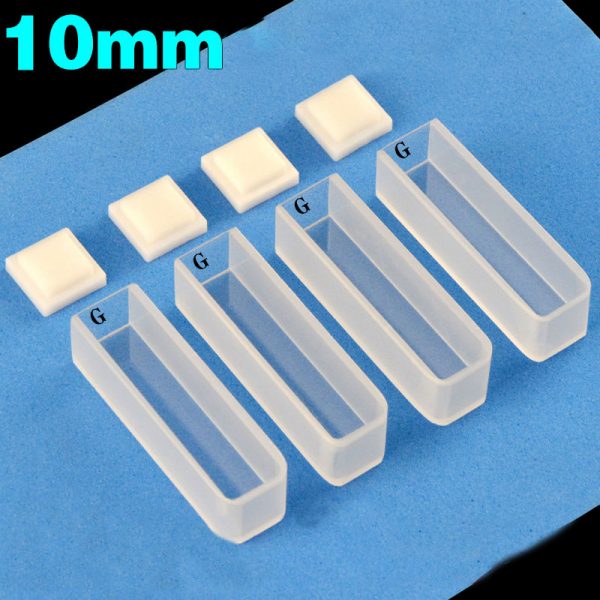 C102CS109 10mm Round Corner Glass Cuvette 3.5ml Two way Light PTFE Cap Pack of Four