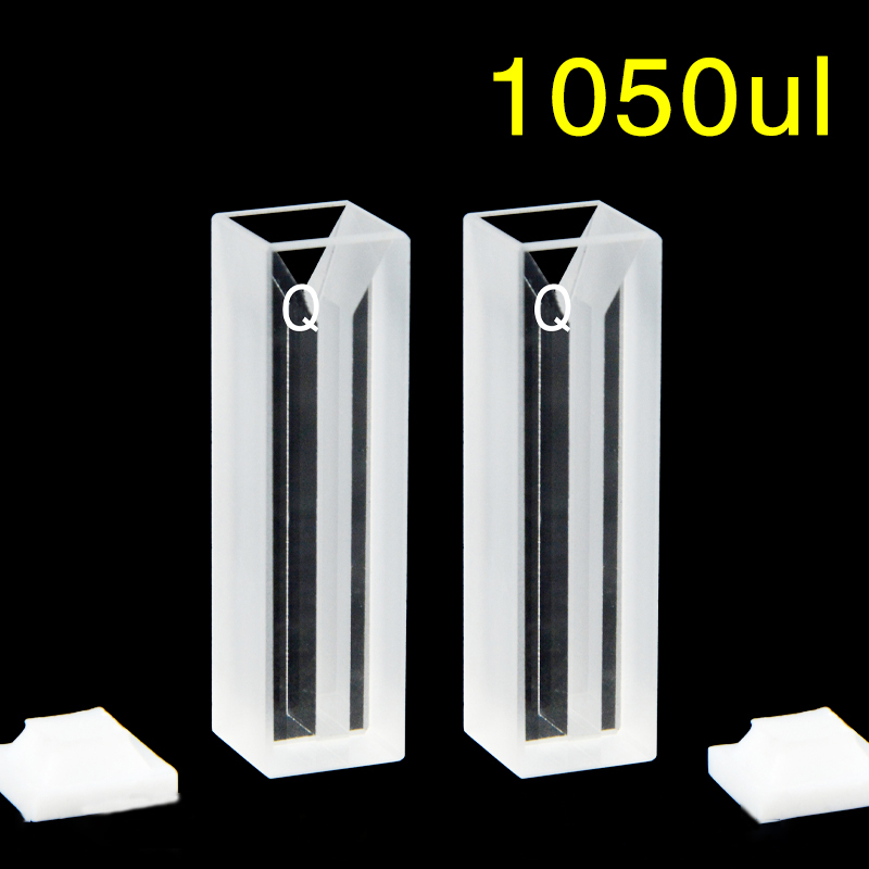Quartz 10mm Micro Volume Cuvette, 1.05 ml, Standard 80, Two-Way Light, PTFE Cap, Pack of Two, C102CS13