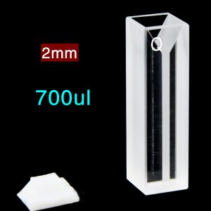 Quartz 10mm Micro Volume Cuvette, 0.7 ml, Standard 80, Two-Way Light, PTFE Cap, 1pc/ea, C102CS20