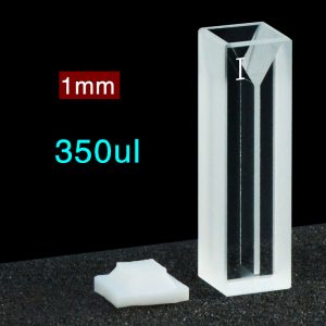 Quartz 10mm Micro Volume Cuvette, 0.35 ml, Standard 80, Two-Way Light, PTFE Cap, 1pc/ea, C102CS22