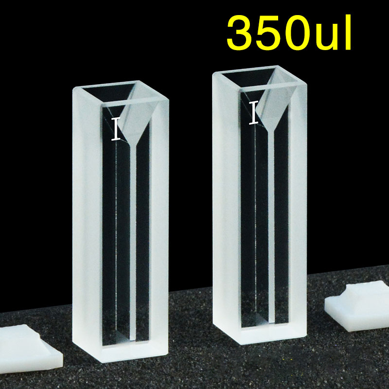 Quartz 10mm Micro Volume Cuvette, 0.35 ml, Standard 80, Two-Way Light, PTFE Cap, Pack of Two, C102CS23