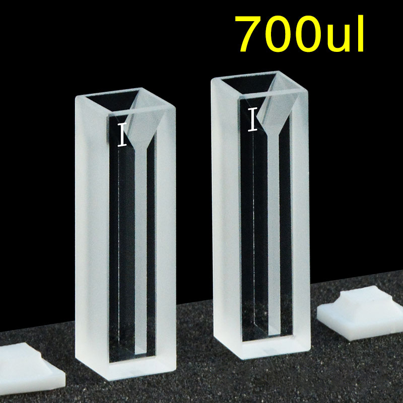 Quartz 10mm Micro Volume Cuvette, 0.7 ml, Standard 80, Two-Way Light, PTFE Cap, Pack of Two, C102CS25