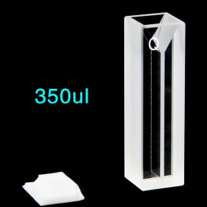 Quartz 10mm Micro Volume Cuvette, 0.35 ml, Standard 80, Two-Way Light, Stopper Cap, 1pc/ea, C102CS32