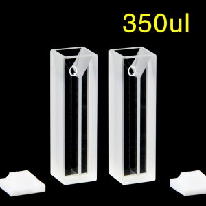 Quartz 10mm Micro Volume Cuvette, 0.35 ml, Standard 80, Two-Way Light, Stopper Cap, Pack of Two, C102CS33