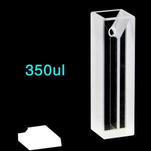 Quartz 10mm Micro Volume Cuvette, 0.35 ml, Standard 80, Two-Way Light, PTFE Cap, 1pc/ea, C102CS36