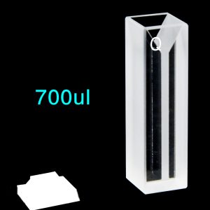 Quartz 10mm Micro Volume Cuvette, 0.7 ml, Standard 80, Two-Way Light, PTFE Cap, 1pc/ea, C102CS37