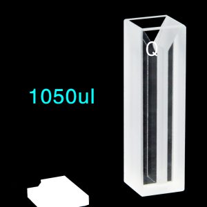 Quartz 10mm Micro Volume Cuvette, 1.05 ml, Standard 80, Two-Way Light, PTFE Cap, 1pc/ea, C102CS38
