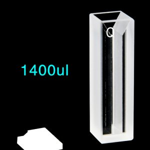 Quartz 10mm Micro Volume Cuvette, 1.4 ml, Standard 80, Two-Way Light, PTFE Cap, 1pc/ea, C102CS39