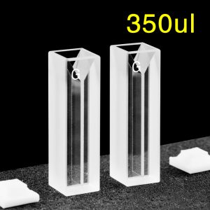 Glass 10mm Glass Micro Cuvette, 0.35ml, Standard 80, Two-way Light, PTFE Cap, Pack of Two, C102CS42