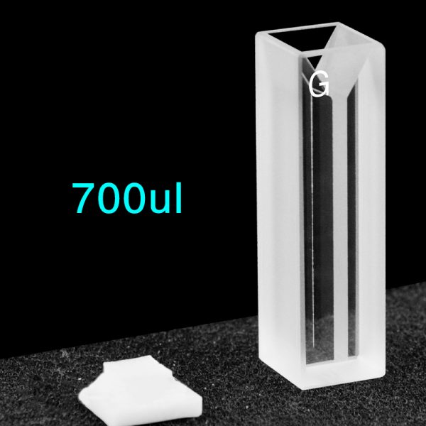 C102CS43 10mm Glass Micro Cuvette 0.7ml Two way Light PTFE Cap 1pc ea
