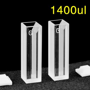 Glass 10mm Glass Micro Cuvette, 1.4ml, Standard 80, Two-way Light, PTFE Cap, Pack of Two, C102CS48