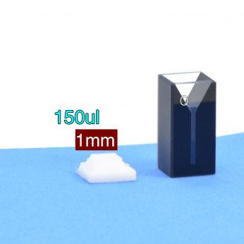Quartz 10mm Black-Walled Micro Cuvette, 150ul, Standard 80, Two-way Light, PTFE Cap, 1pc/ea, C102CS52