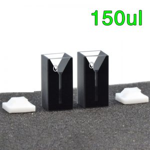 Quartz 10mm Black-Walled Micro Cuvette, 150ul, Standard 80, Two-way Light, PTFE Cap, 1pc/ea, C102CS53