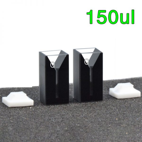 C102CS53 10mm Black Walled Micro Cuvette 150ul Two way Light PTFE Cap 1pc ea