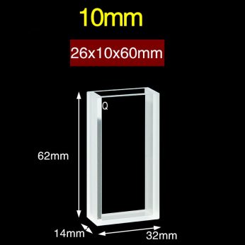 Quartz 10mm Quartz Two-Way Cuvette, 12.4mm, Standard 80, Two-way Light, PTFE Cap, 1pc/ea, C102CS54