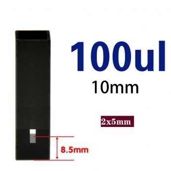 Quartz 10mm Slanted All-Black 
Ultra-Micro Cuvette, 100ul, Standard 80, Two-way Light, PTFE Cap, 1pc/ea, C102CS56