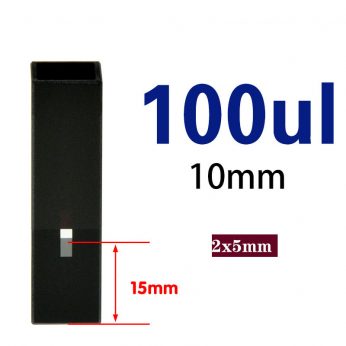 Quartz 10mm Slanted All-Black 
Ultra-Micro Cuvette, 100ul, Standard 80, Two-way Light, PTFE Cap, 1pc/ea, C102CS57