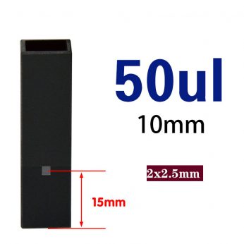 Quartz 10mm Slanted All-Black 
Ultra-Micro Cuvette, 100ul, Standard 80, Two-way Light, PTFE Cap, 1pc/ea, C102CS58