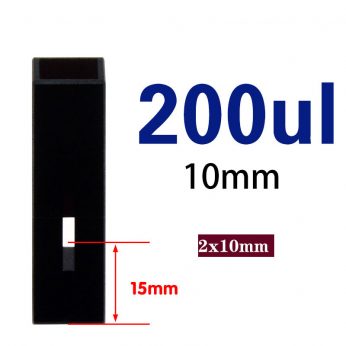 Quartz 10mm Slanted All-Black 
Ultra-Micro Cuvette, 100ul, Standard 80, Two-way Light, PTFE Cap, 1pc/ea, C102CS59